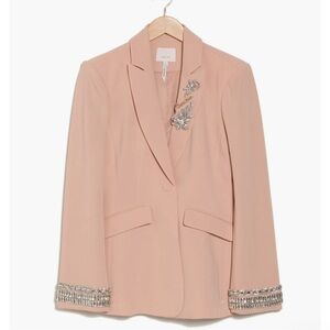NWT Cinq a Sept Stacked Jewelry Embellished Cheyenne Blazer In Blusher